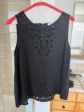 Joie Black Sleeveless Laser-Cut Camisole